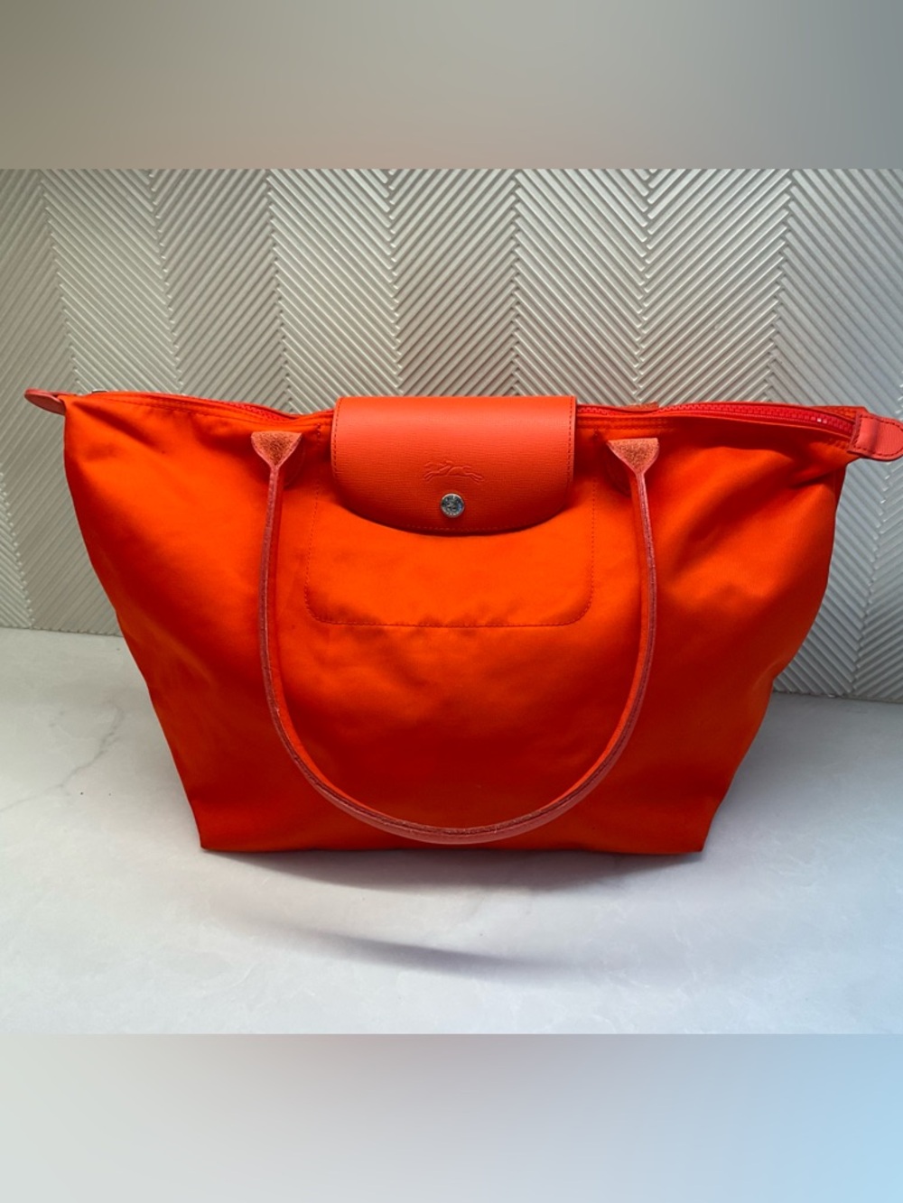 Longchamp Orange Nylon Le Pliage  Tote